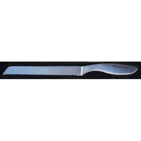 Brödkniv enkel med bra grepp längd knivblad 20 cm bredd  max 3 cm  blad och handtag i rostfritt stål