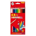 12 träfärgpennor + 1 akvarell pensel