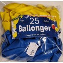 25 Stycken Blå Gula Ballonger