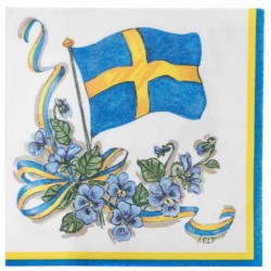 Kaffeservett* 20p Svenska flagga (Elf) 24x24cm