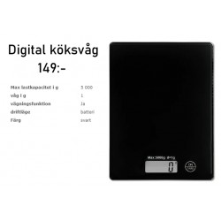 Digital köksvåg 20,3x15,3x1,7cm svart